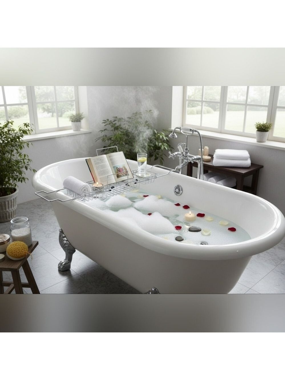 Stainless Steel Chrome Polished Bathtub Tray Caddy, New in Box